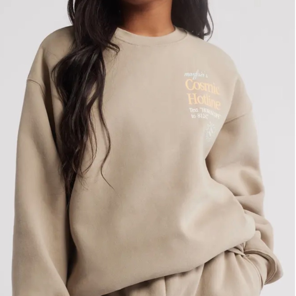 The Mayfair Group Tan Crew Neck Sweater with Ribbed Cuffs NWT